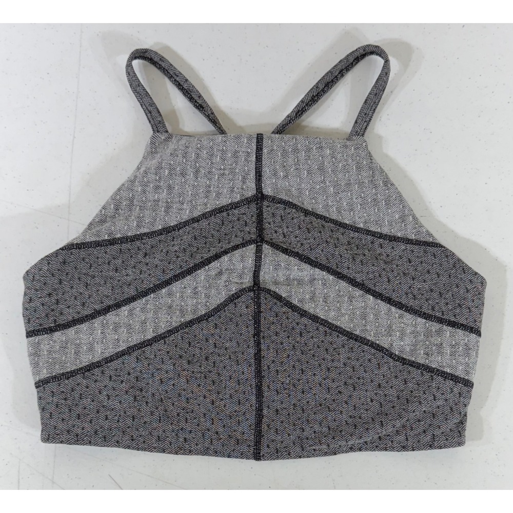 Free People Movement Sports Bra Small Gray Herringbone High Neck Racerback
